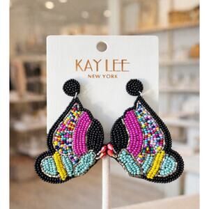 Kay Lee Colorful Beaded Fish Earrings New